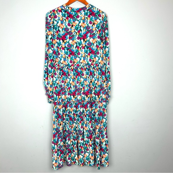 Fresha London scarlet tulips print midi dress size XS long sleeve - Picture 3 of 15